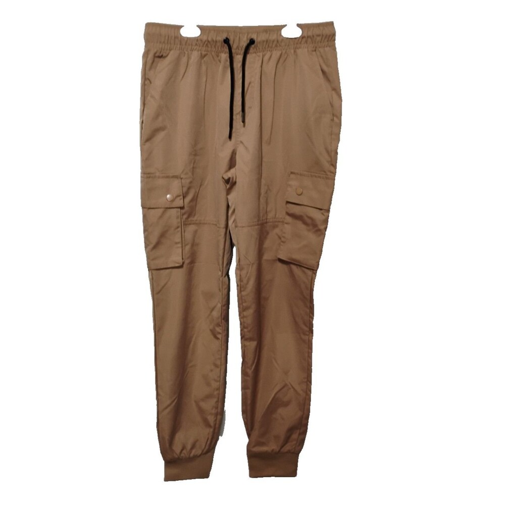 Southpole Mens Standard Issue Jogger Cargo Pants Tan Size Small Drawstring Waist